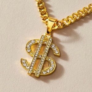 Fashionnova Rhinestone Engrave $ Necklace